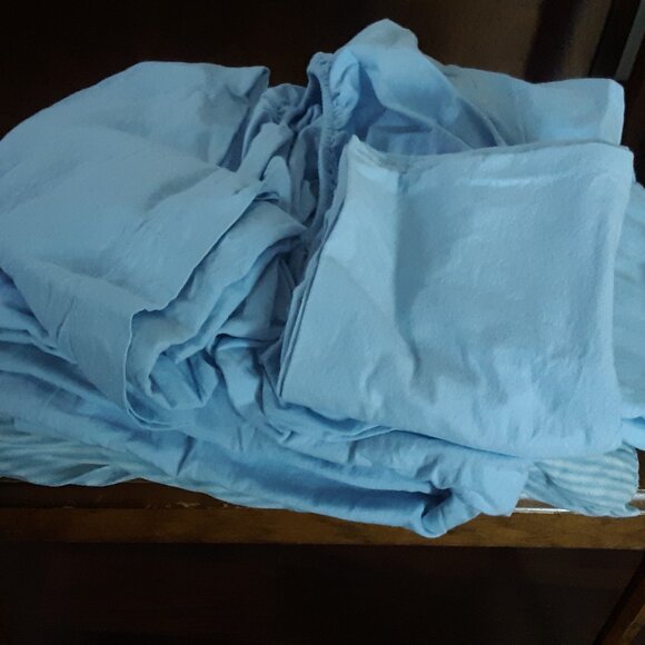 Laura Ashley Light Blue KING Flannel Sheet Set - Picture 6 of 6